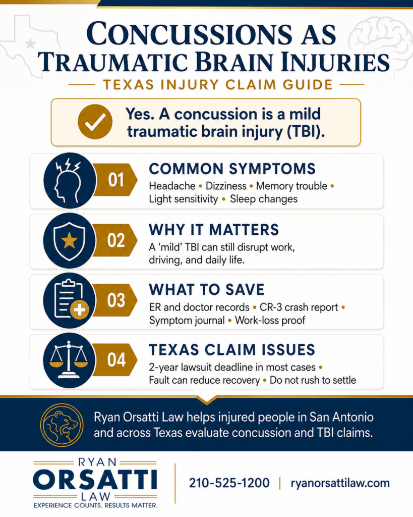 Is a Concussion a Traumatic Brain Injury in a Texas Injury Claim?