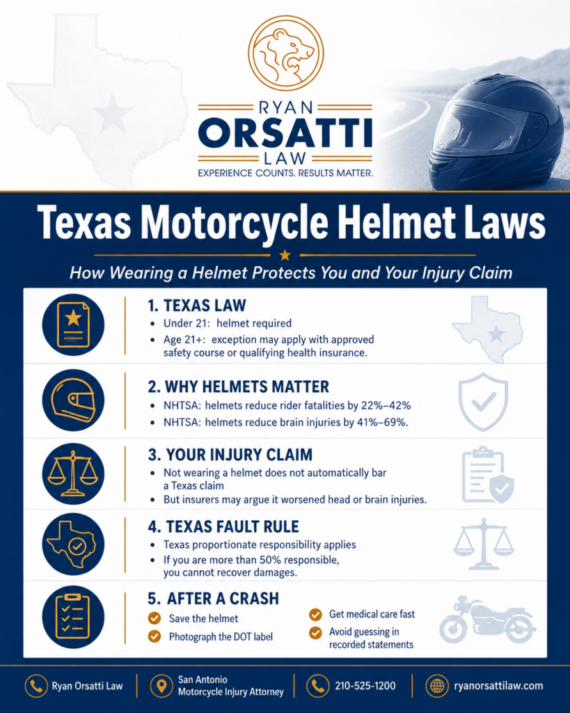 Texas Motorcycle Helmet Laws: How Wearing a Helmet Protects You and Your Injury Claim