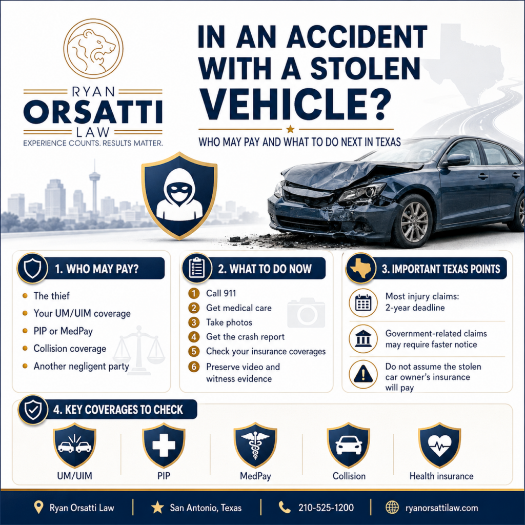 In an Accident With a Stolen Vehicle in Texas? Who Pays for Injuries and Damage?