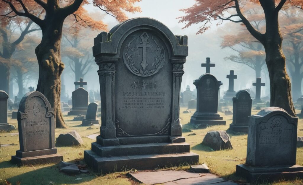 A Photo Of A Tombstone In A Graveyard