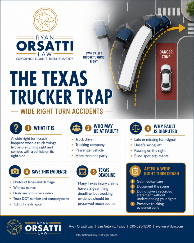 Who Is at Fault for a Wide Right Turn Truck Accident in Texas?