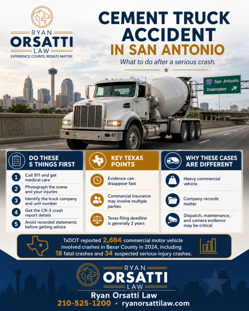 What Should I Do After a Cement Truck Accident in San Antonio?