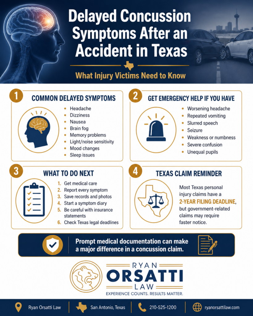 Delayed Concussion Symptoms After an Accident in Texas: What Personal Injury Victims Need to Know