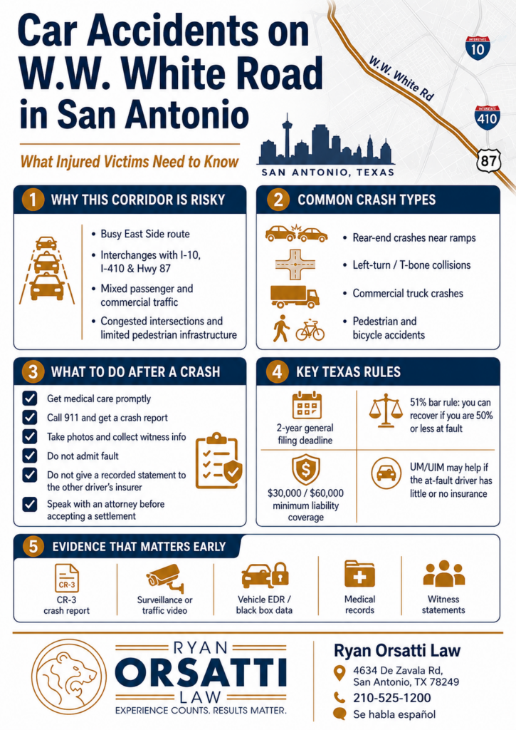 Car Accidents on W.W. White Road in San Antonio: What Injured Victims Need to Know