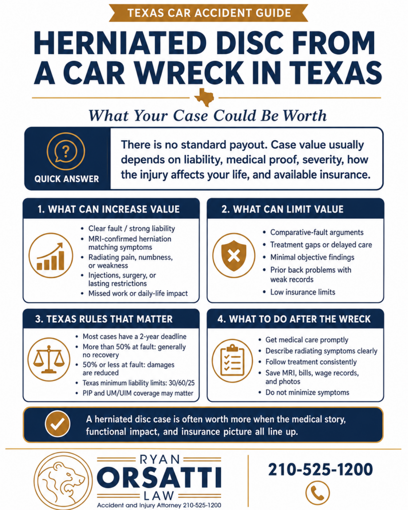 Herniated Disc From a Car Wreck in Texas: What Your Case Could Be Worth