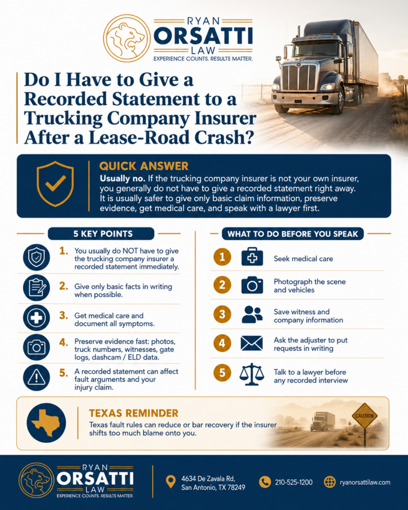 Do I Have to Give a Recorded Statement to a Trucking Company Insurer After a Lease-Road Crash?