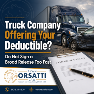 Trucking company release form and a small check offered to a crash victim in Texas