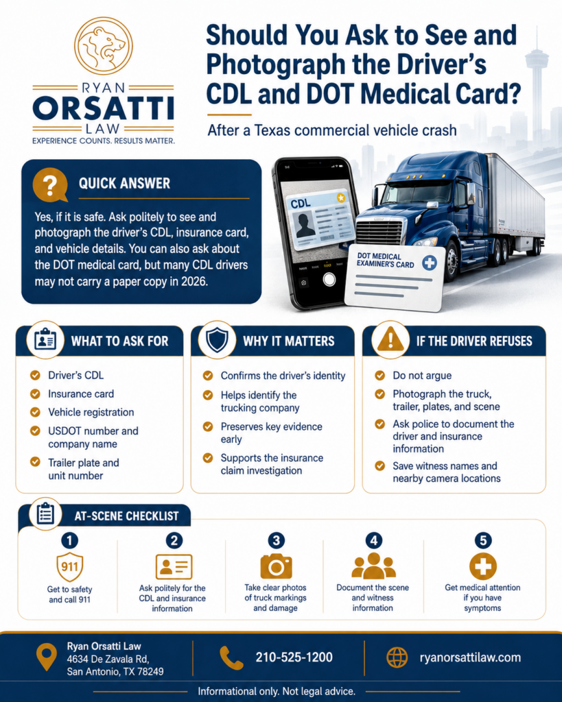Infographic: should you ask to see and photograph the driver's CDL and DOT medical card?