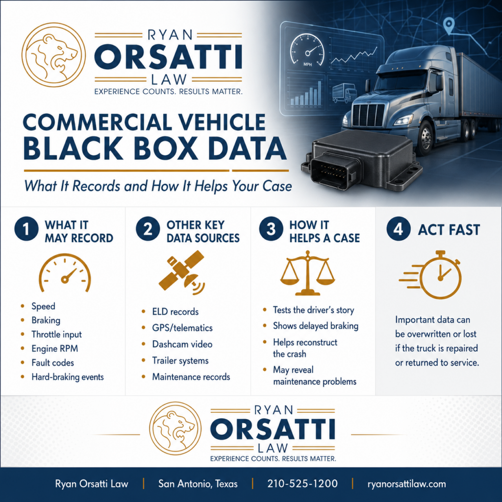 Commercial truck dashboard electronics that record vehicle black box data