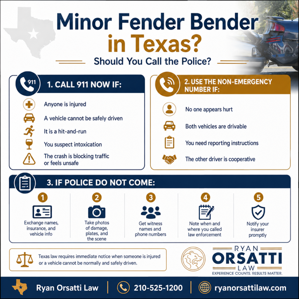 Police officer documenting a minor fender bender in Texas