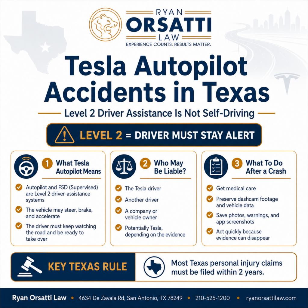 Driver keeping hands on the wheel of a Tesla on a Texas road