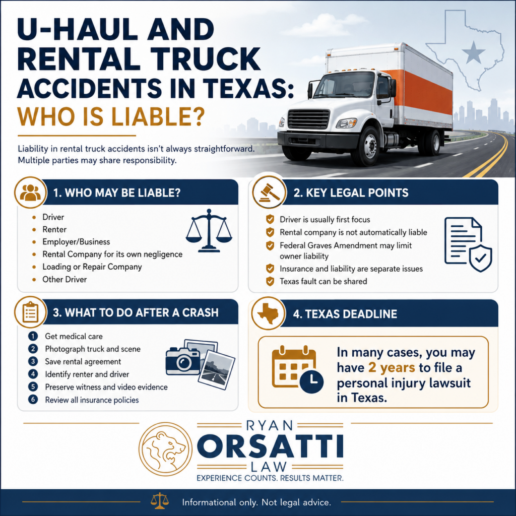 U-Haul rental truck on a Texas highway after an accident